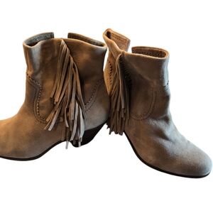 Sam Edelman Suede Fringe Western Boho Louie Bootie Tan Size 7.5M